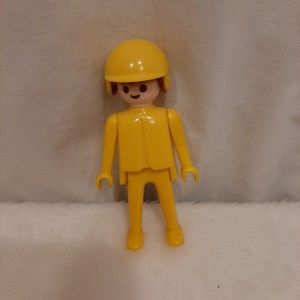 Vintage 1974 Playmobil Geobra Figurine Yellow Body With Hat/Helmet Old School
